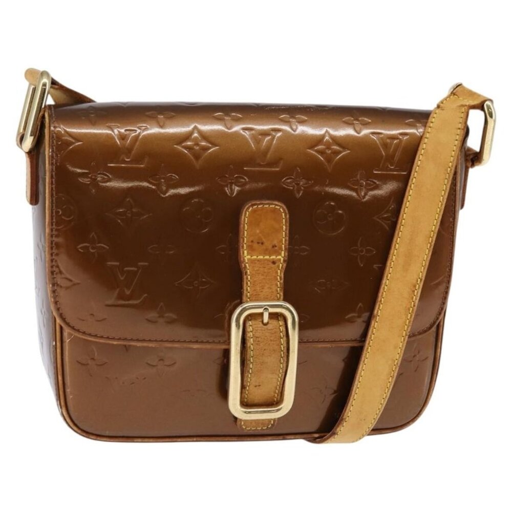 Authentic LOUIS VUITTON Monogram Vernis Christie GM Shoulder Bag Bronze M91107